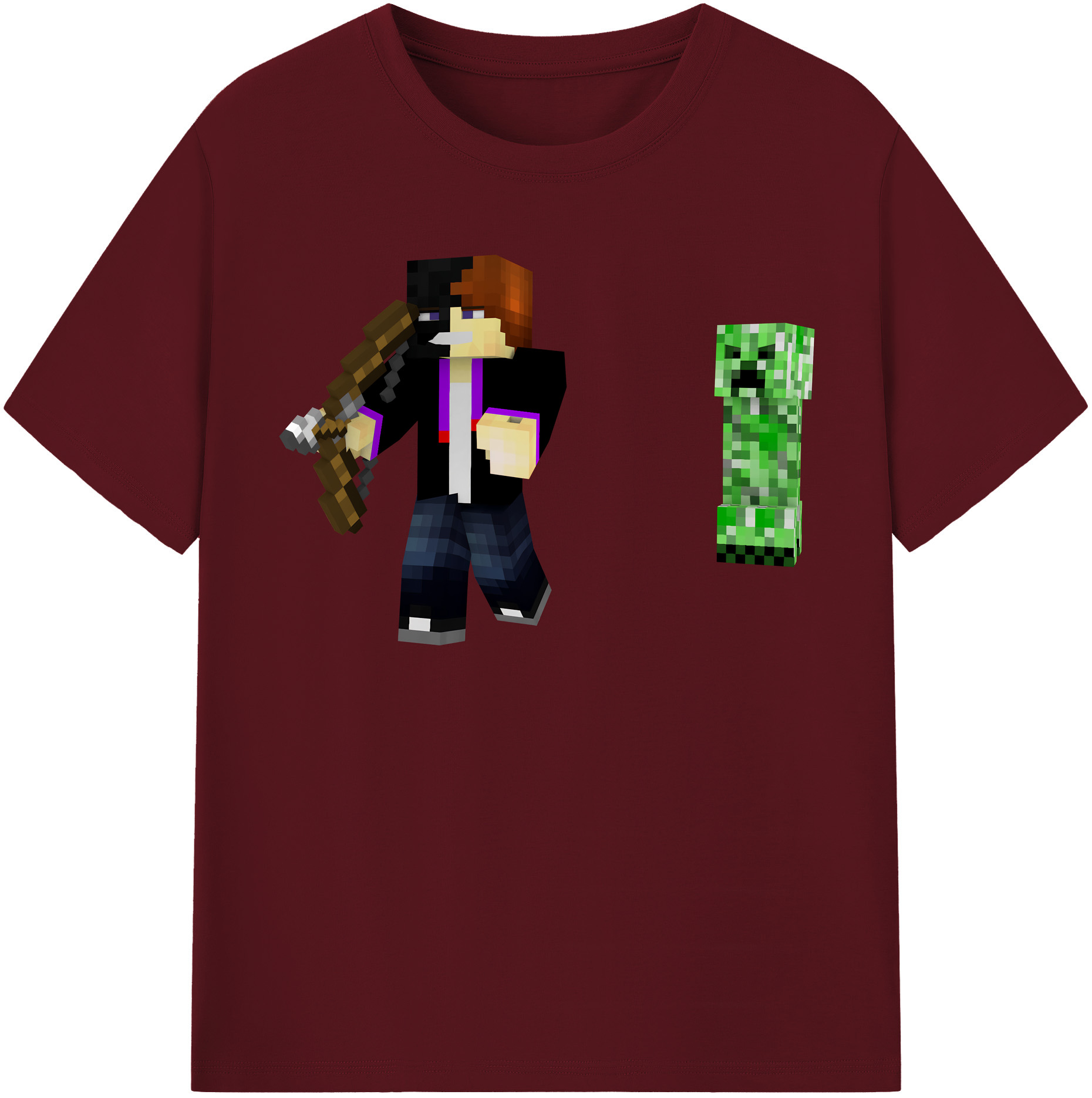 （画像用） マインクラフト ブロックの世界 Minecraft MC Block world 綿100％半袖Tシャツ（フロントプリント）